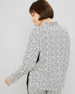 Hot Femilet Chemise de pyjama Flower imprimée beige/noir