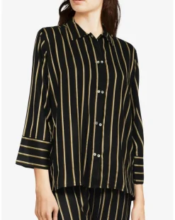 Femme Femilet Chemise de pyjama Graphic noir/doré