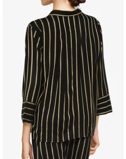 Femme Femilet Chemise de pyjama Graphic noir/doré