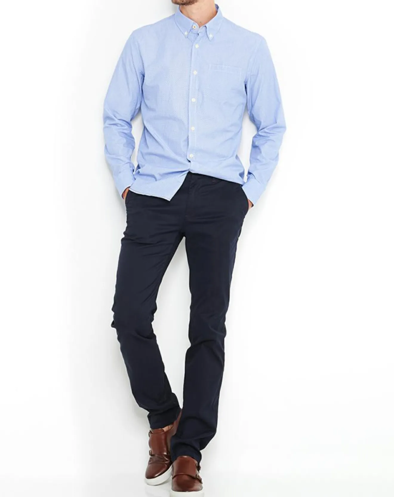 Hot Pepe Jeans Chemise droite à pois Micro Mylor bleu clair