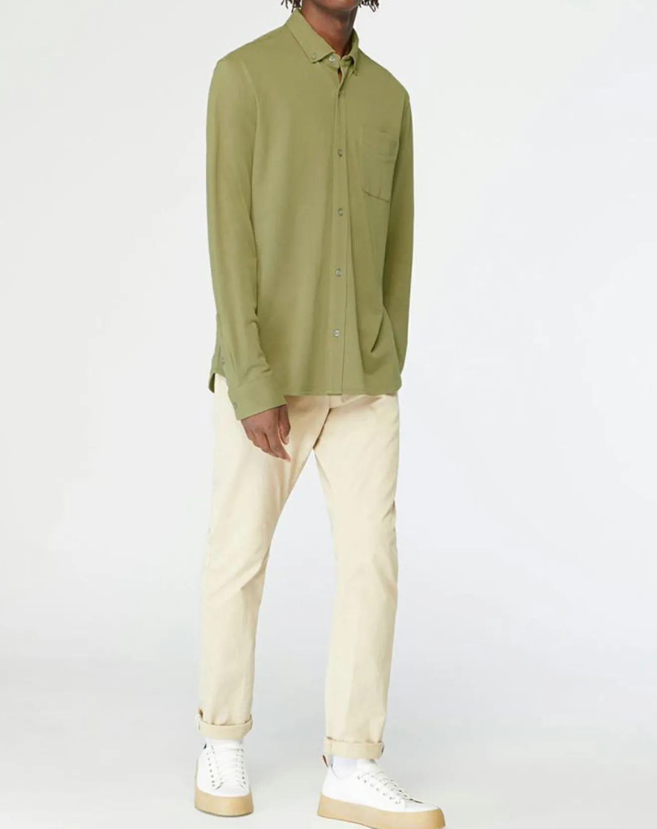 Homme Galeries Lafayette Chemise droite en Coton bio Nipique kaki moyen