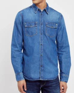 Homme Pepe Jeans Chemise droite en jean Archive bleue