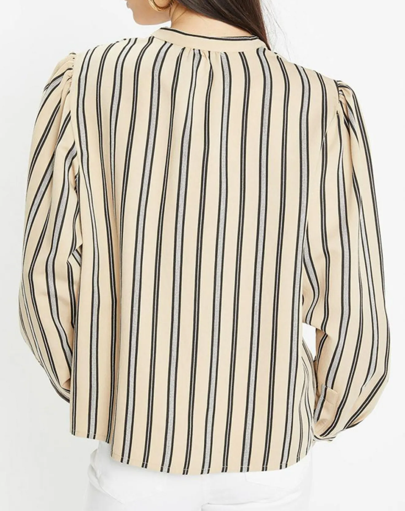 Femme Galeries Lafayette Chemise droite Laurie à rayures beige/noir