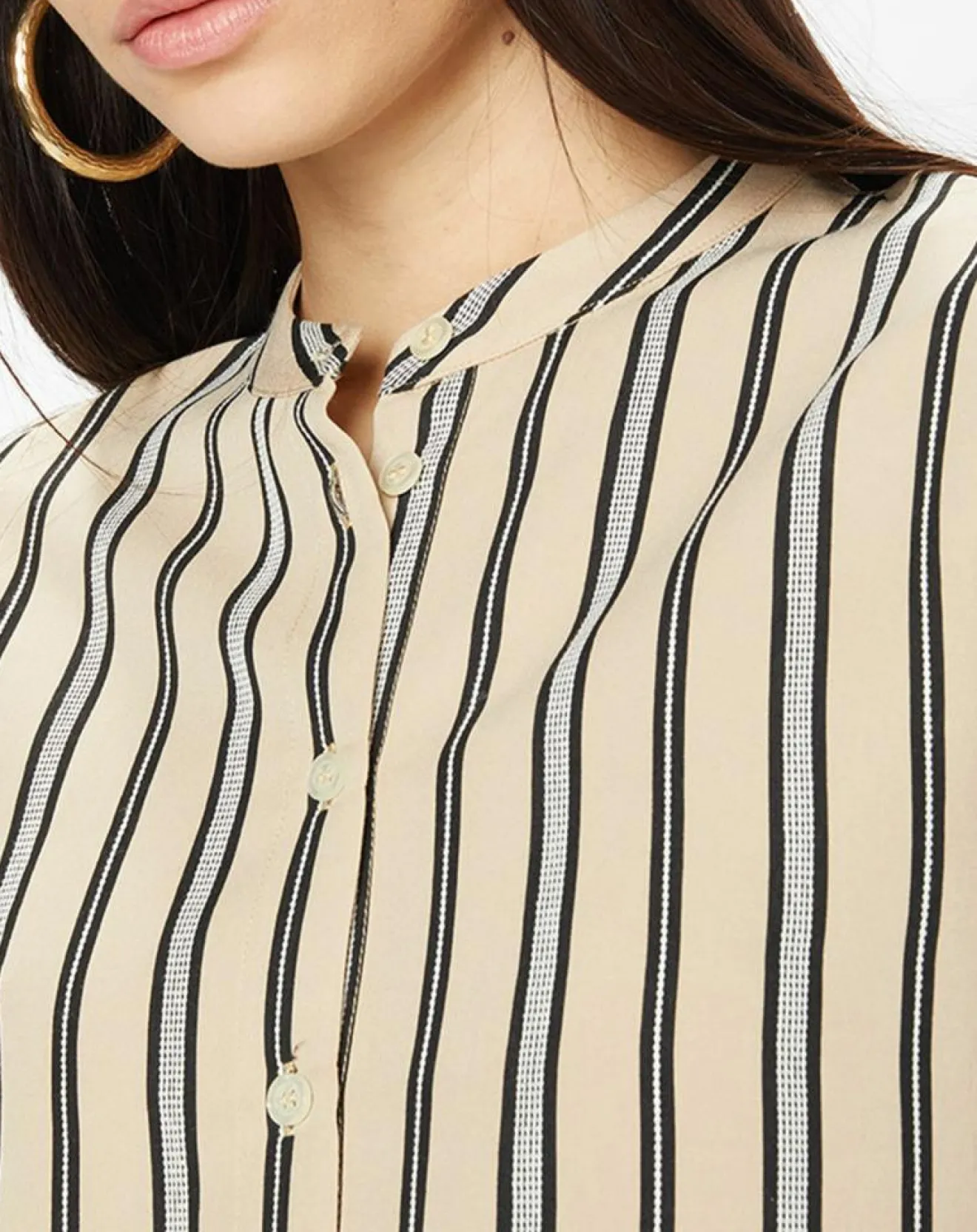 Femme Galeries Lafayette Chemise droite Laurie à rayures beige/noir