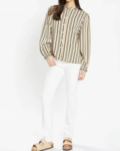 Femme Galeries Lafayette Chemise droite Laurie à rayures beige/noir