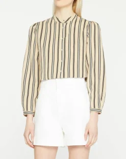 Femme Galeries Lafayette Chemise droite Laurie à rayures beige/noir