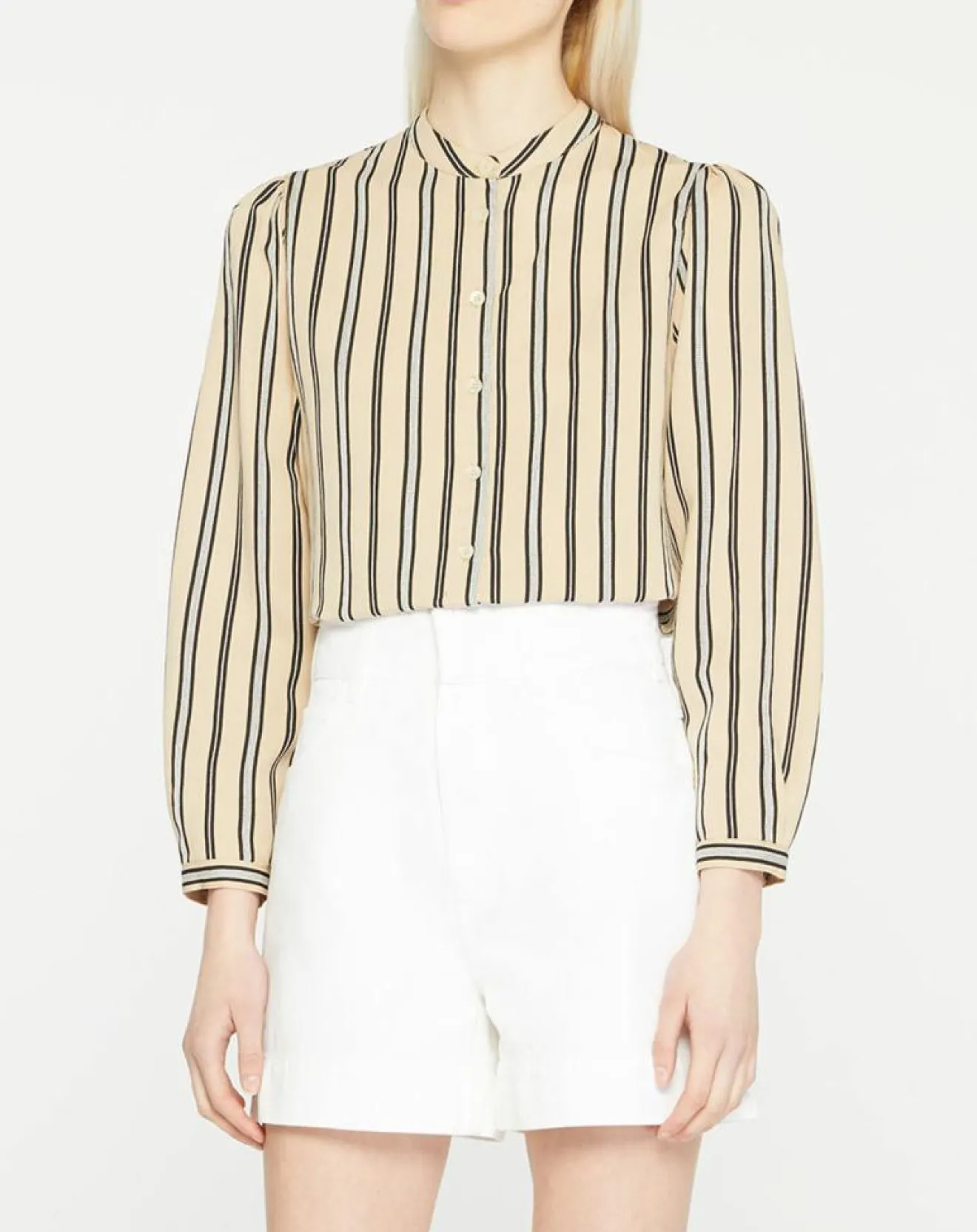 Femme Galeries Lafayette Chemise droite Laurie à rayures beige/noir