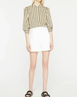 Femme Galeries Lafayette Chemise droite Laurie à rayures beige/noir