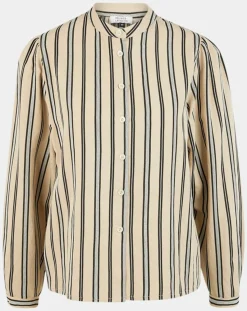 Femme Galeries Lafayette Chemise droite Laurie à rayures beige/noir