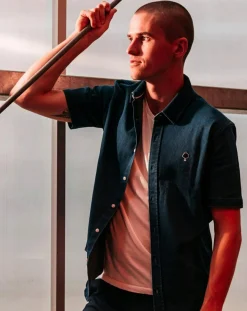 Homme Faguo Chemise droite Vallon marine