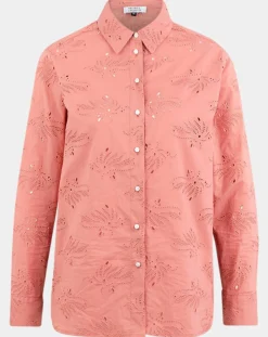 Hot Galeries Lafayette Chemise Ebrizia brodée ajourée bois de rose