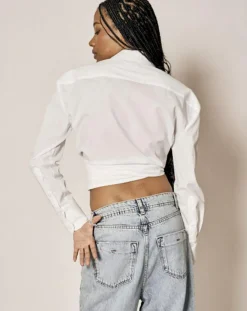 Femme Recc Chemise en Coton à nouer Adi blanche