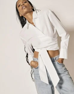 Femme Recc Chemise en Coton à nouer Adi blanche