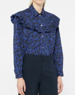 Femme Galeries Lafayette Chemise en Coton bio Candy imprimé léopard bleu/noir