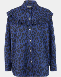 Femme Galeries Lafayette Chemise en Coton bio Candy imprimé léopard bleu/noir