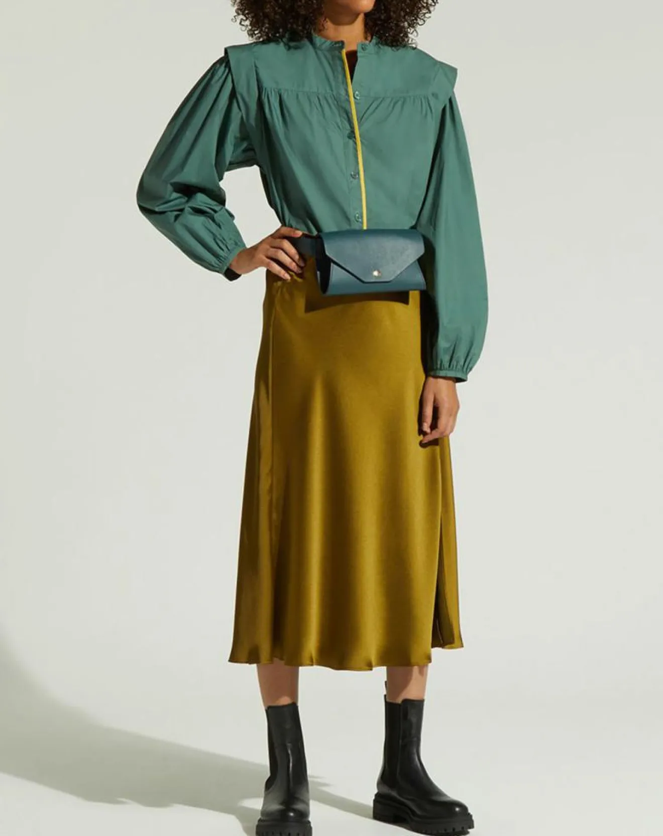 Femme Galeries Lafayette Chemise en Coton Piping emmanchures relief vert