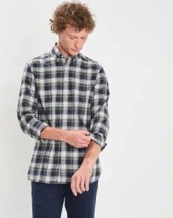 Homme Hackett London Chemise en Flanelle Héritage Tartan Ecosse vert/bleu
