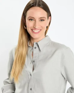 Femme Marc O'Polo Chemise en Flanelle manches ballons gris clair