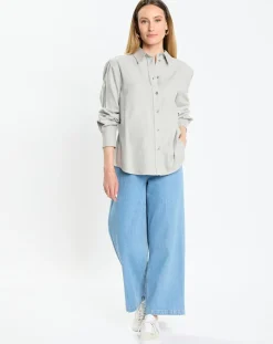 Femme Marc O'Polo Chemise en Flanelle manches ballons gris clair