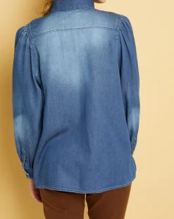 Sale Acquaverde Chemise en jean Blue Ella worn