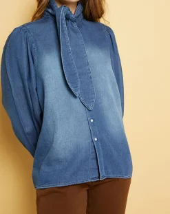 Sale Acquaverde Chemise en jean Blue Ella worn