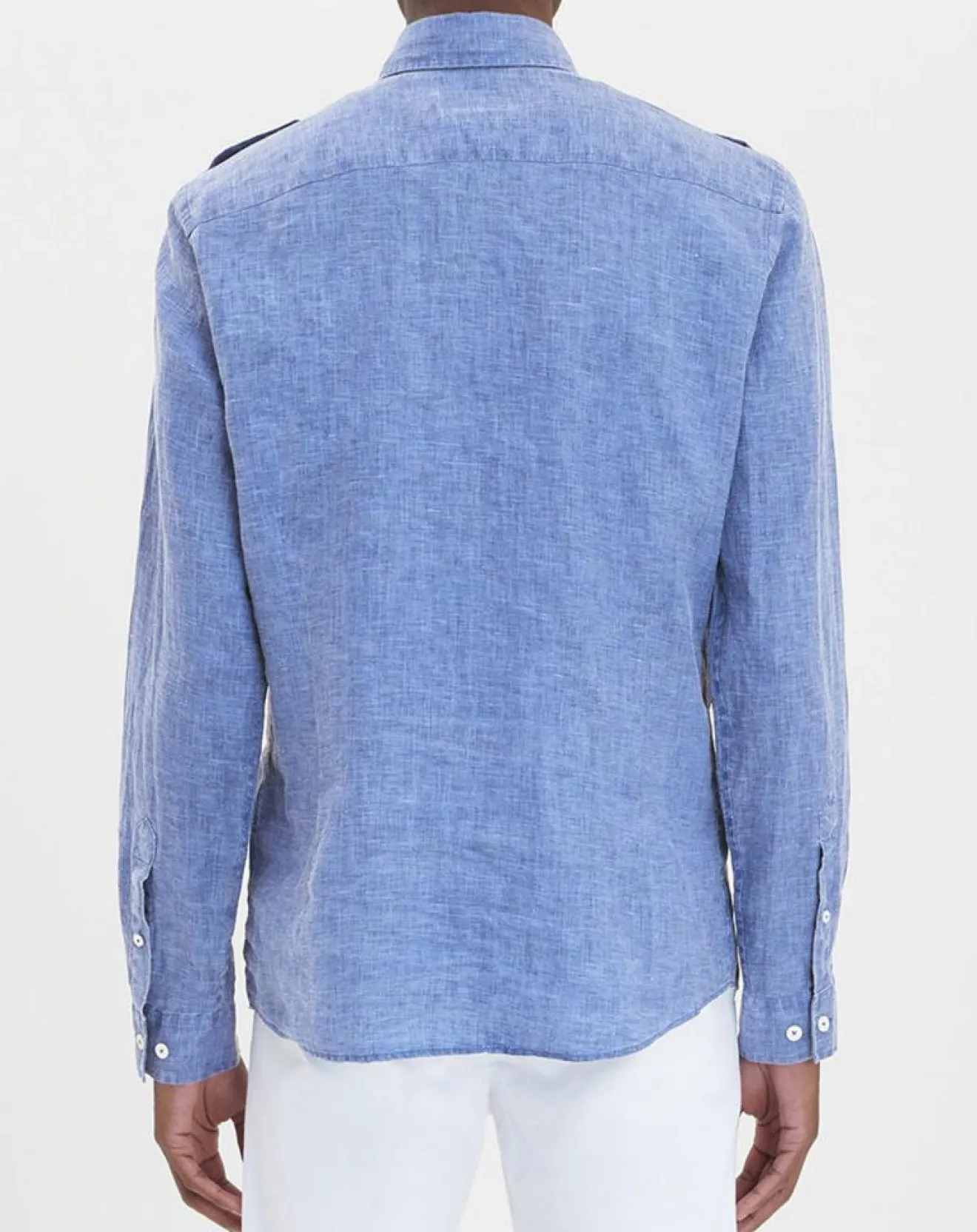 Sale Hackett London Chemise en Lin double poche bleu moyen