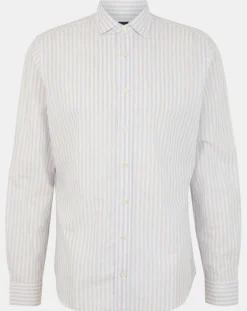 Homme Hackett London Chemise en Lin mélangé Regular Fit à rayures bleu clair/rose