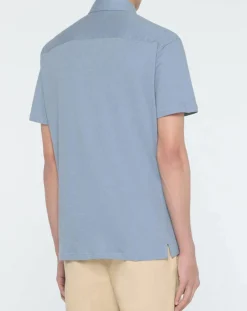 Homme Hackett London Chemise en Lin mélangé Slim Fit Polo Piqué bleu clair