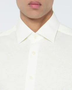 Discount Hackett London Chemise en Lin mélangé Slim Fit Polo Piqué écrue