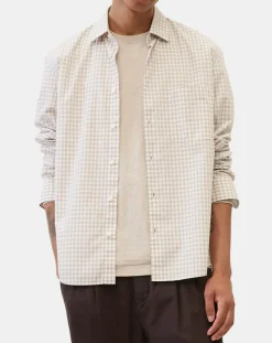Discount Marc O'Polo Chemise en Popeline 100% Coton Bio Regular Fit vichy blanc/beige