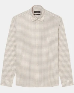 Discount Marc O'Polo Chemise en Popeline 100% Coton Bio Regular Fit vichy blanc/beige