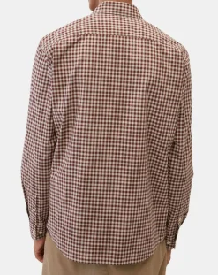 Outlet Marc O'Polo Chemise en Popeline 100% Coton Bio Regular Fit vichy blanc/rouge