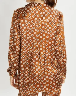 Lauren Vidal Chemise en Soie mélangée Ines marron