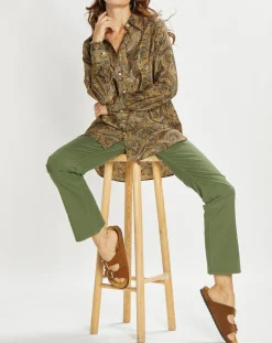 Discount Lauren Vidal Chemise en Soie mélangée Sasha marron/bleu