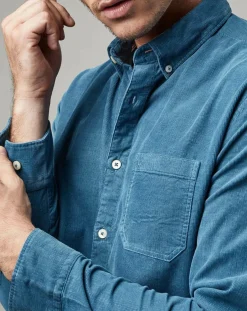 Homme Marc O'Polo Chemise en Velours côtelé Milleraies bleue