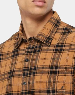 Clearance Replay Chemise en Velours Regular Fit Basic à carreaux marron/noir