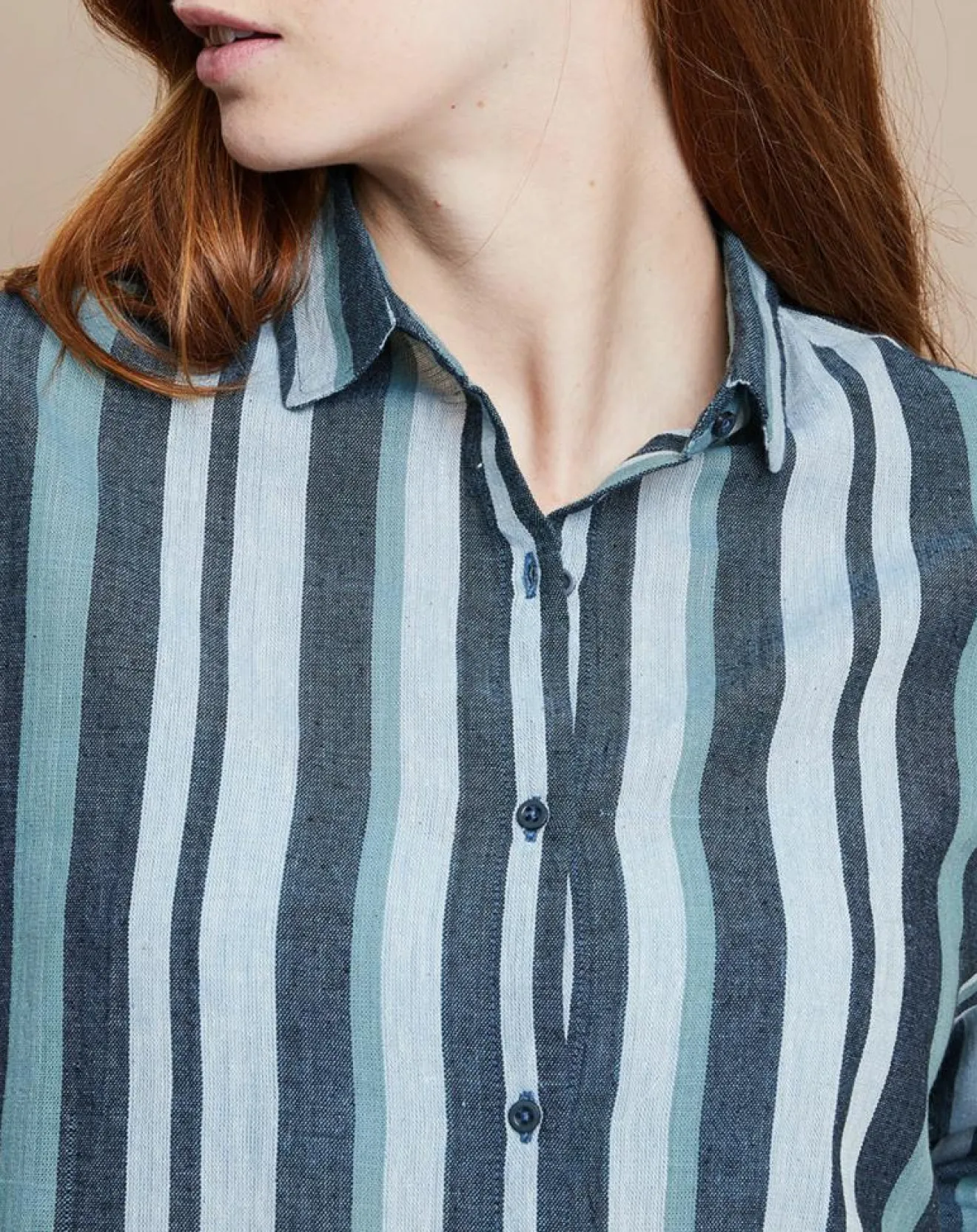 Femme Mare di Latte Chemise Florentine Essaouira Stripes vert sapin/vert pâle