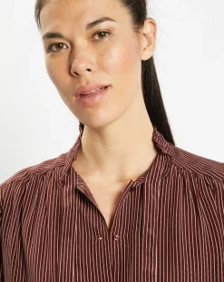 Femme Galeries Lafayette Chemise fluide col lavallière Gemma marron