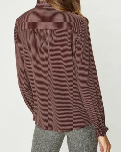 Femme Galeries Lafayette Chemise fluide col lavallière Gemma marron