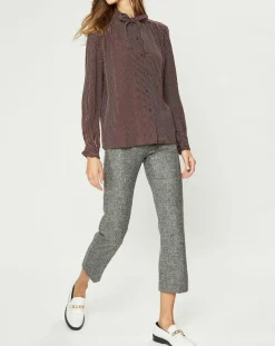 Femme Galeries Lafayette Chemise fluide col lavallière Gemma marron