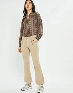 Femme Lauren Vidal Chemise fluide Store imprimée forest kaki/marron