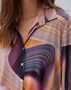 Sale Lauren Vidal Chemise fluide Store imprimée violette