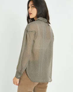 Sale Lauren Vidal Chemise fluide Store imprimée square noir/beige