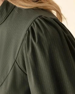 Hot Indies Chemise Gyptis kaki rayure dorée