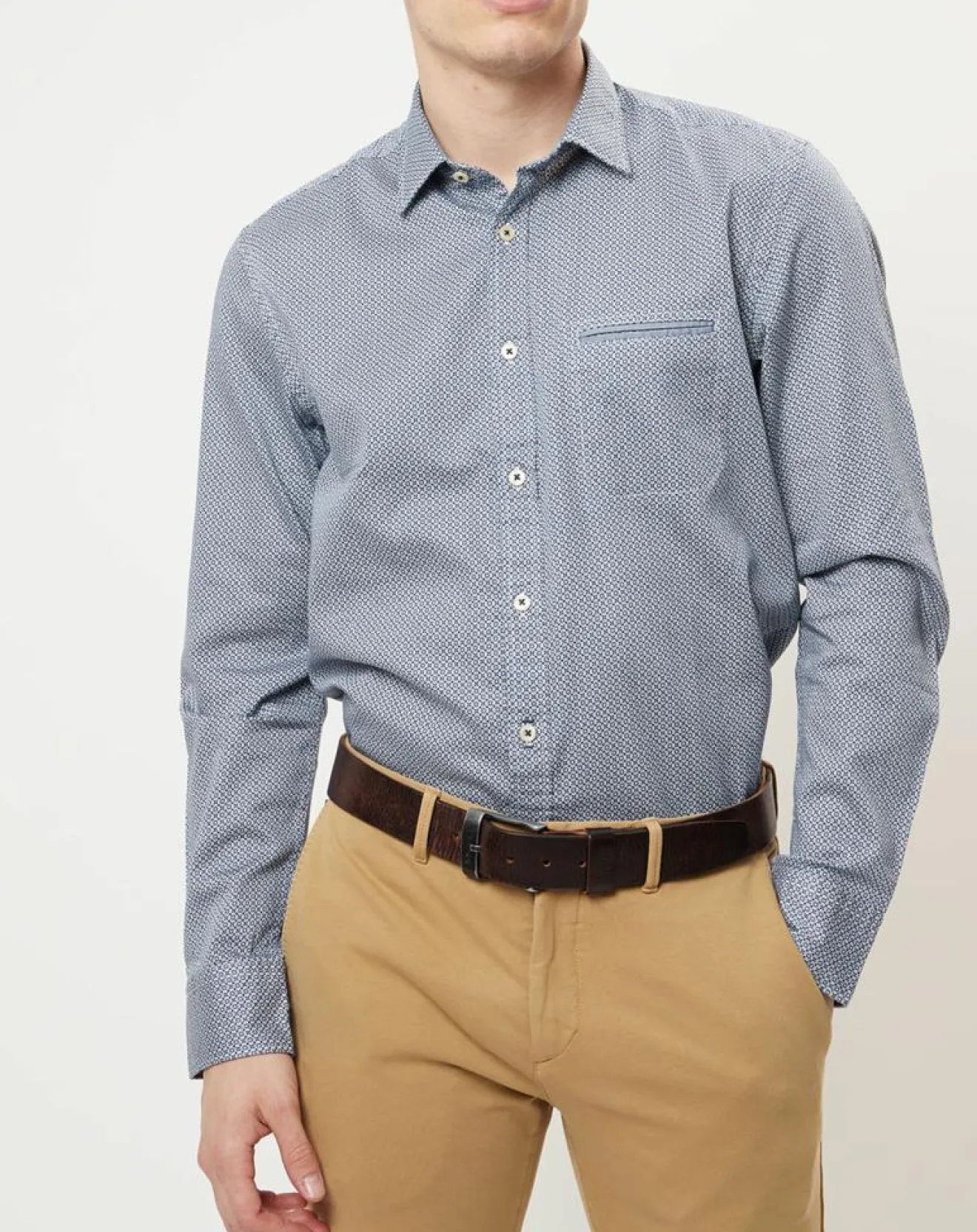 Homme Marc O'Polo Chemise imprimée regular fit bleu/blanc