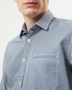 Homme Marc O'Polo Chemise imprimée regular fit bleu/blanc