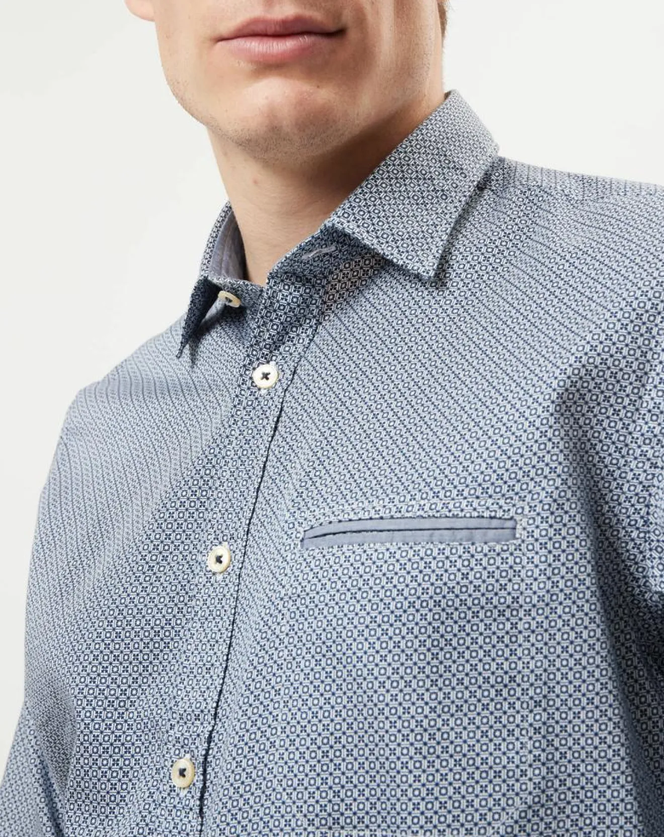 Homme Marc O'Polo Chemise imprimée regular fit bleu/blanc