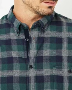 Homme Cuisse de Grenouille Chemise Indecis à carreaux vert/bleu marine/gris