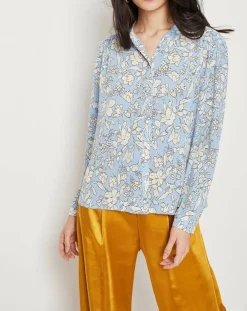 Femme Suncoo Chemise Lara fleurie bleu/blanc cassé