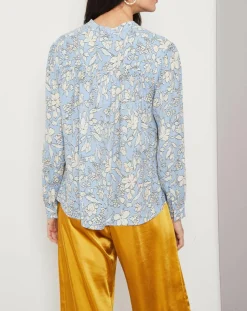 Femme Suncoo Chemise Lara fleurie bleu/blanc cassé